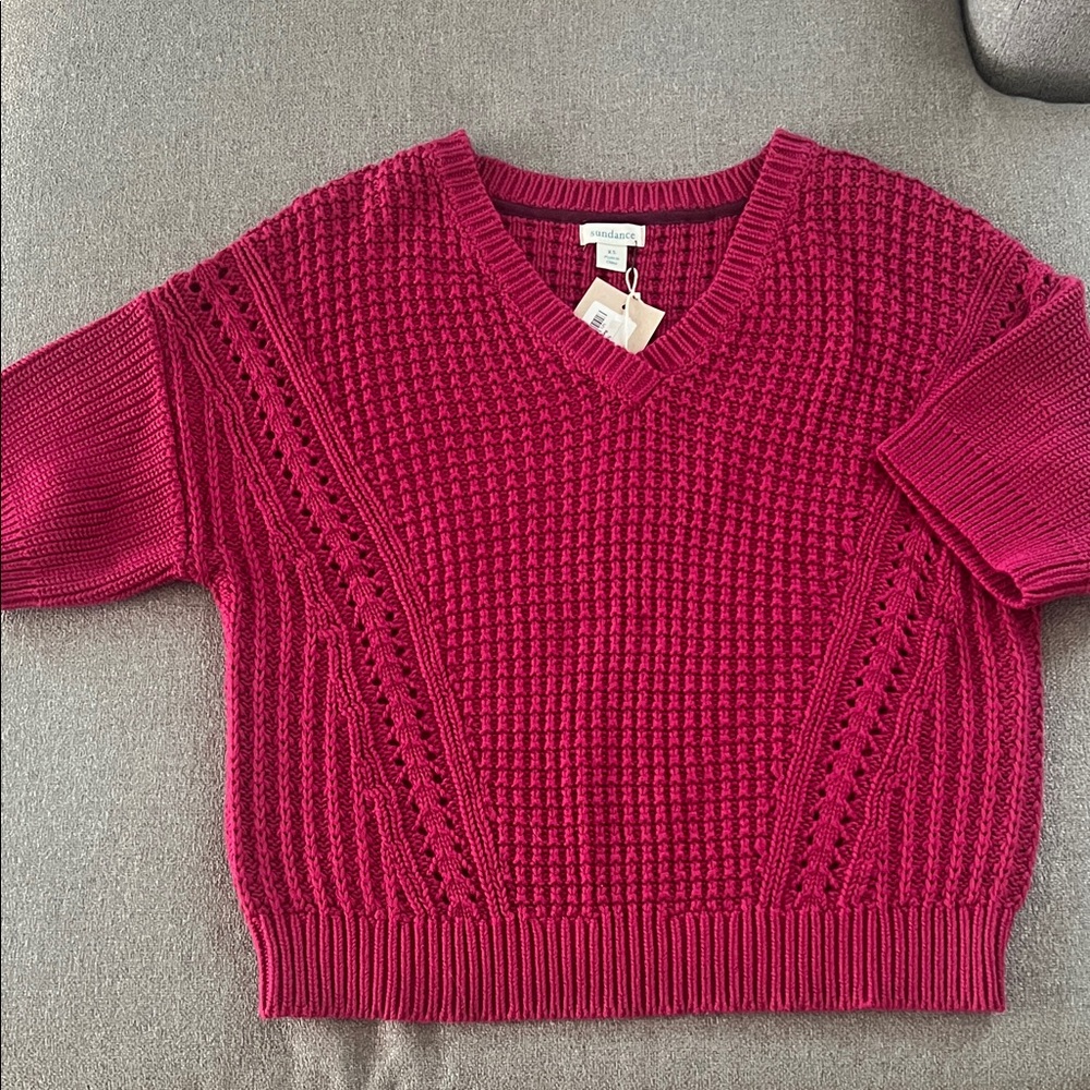 Sundance V-Neck Sweater in Rich Magenta